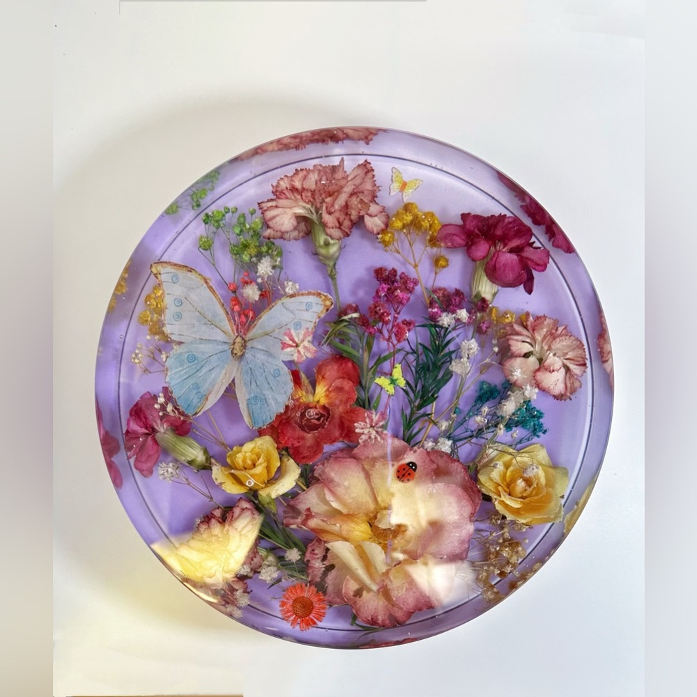 Real Dried Flower Resin Block Used as Decoration, Coaster, Base